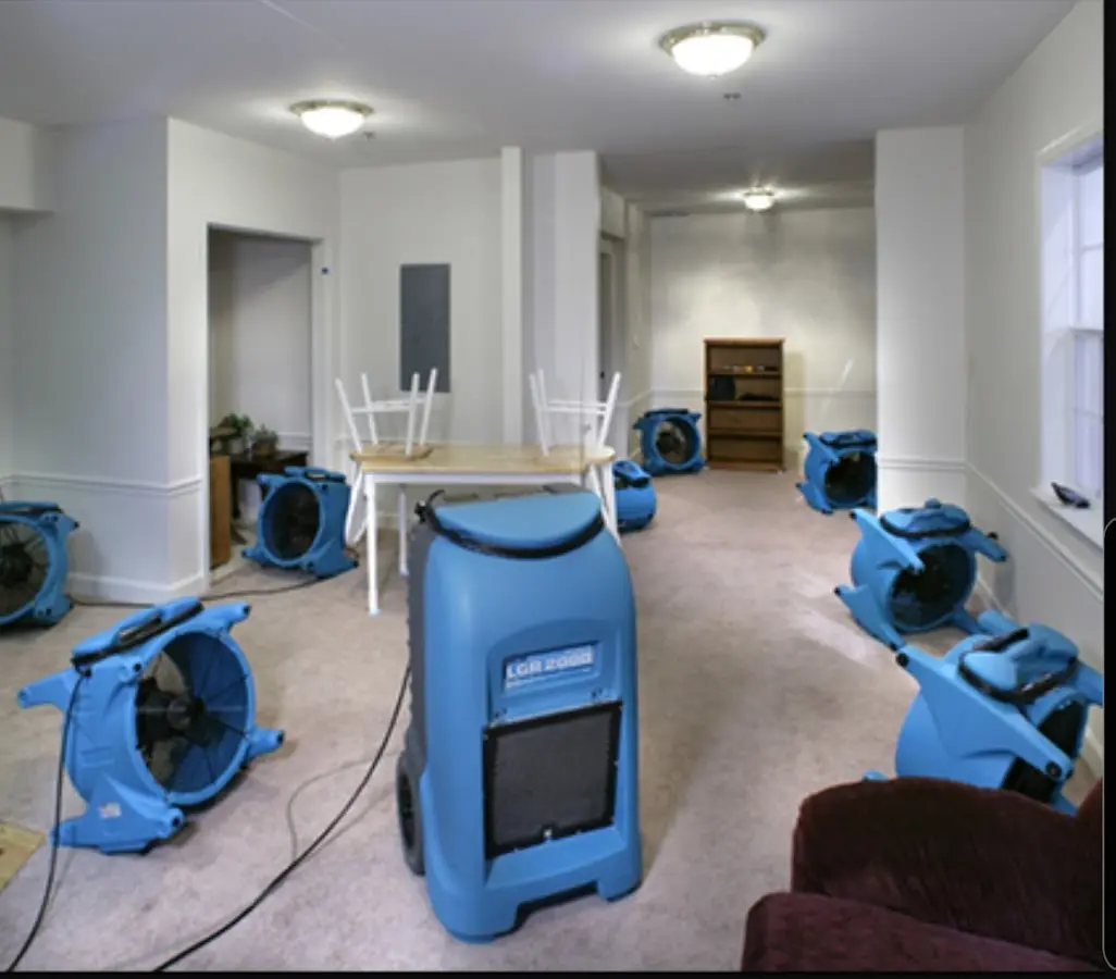 Air movers and dehumidifier setup for Water Damage Restoration in Horizon City