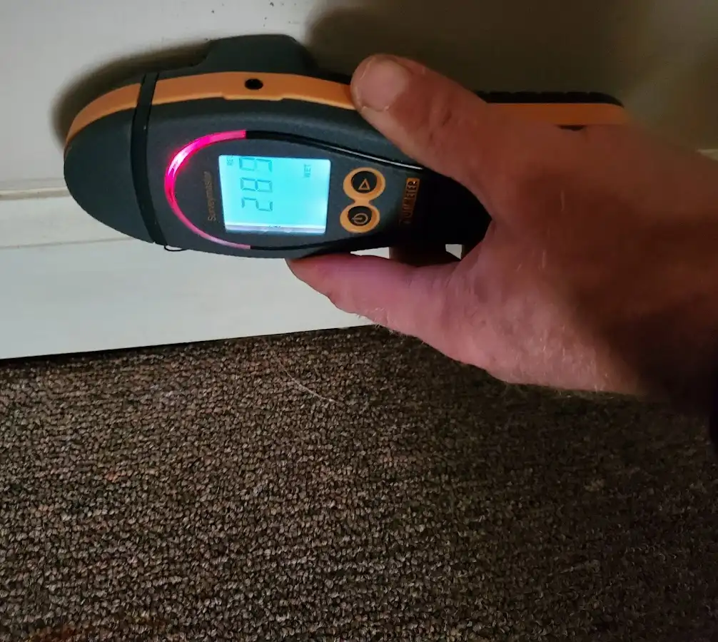 Moisture detection at baseboard during Burst Pipe Cleanup in Horizon City